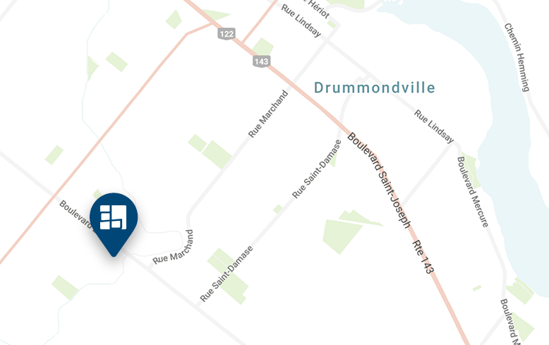 Carte du secteur de Drummondville